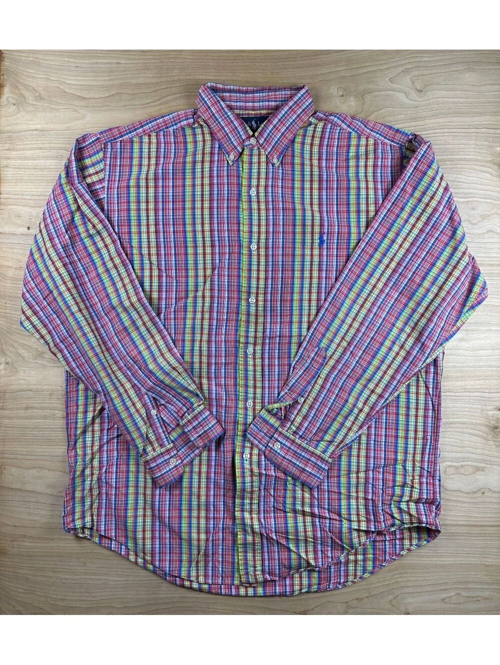 Vintage 90s Ralph Lauren Tartan Plaid button up shirt large preppy country club